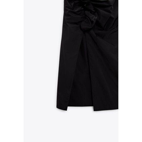 ZARA RUFFLED MIDI SKIRT BLACK - Picture 9 of 11